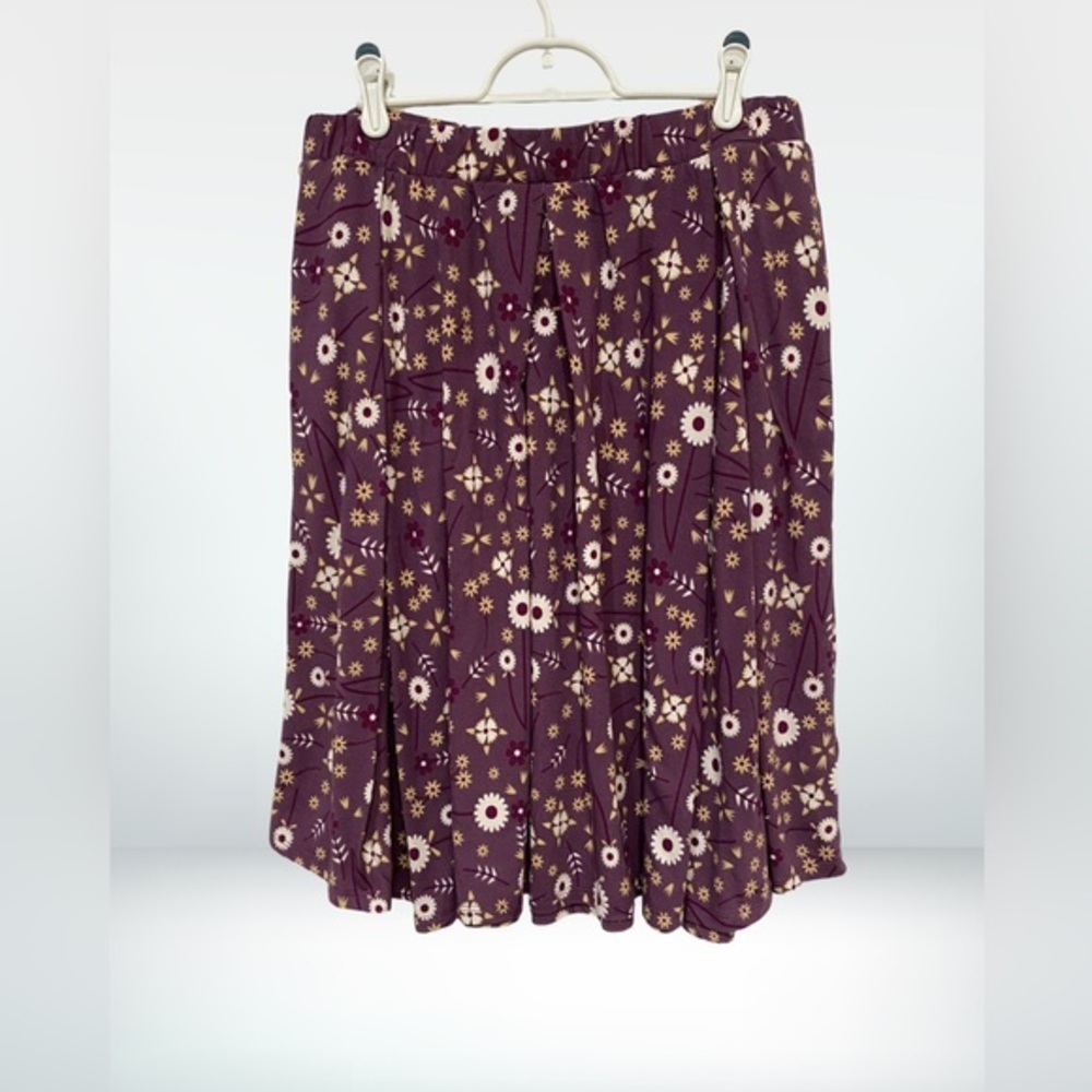 LuLaRoe Madison Pleated Skirt‎ With Pockets Purple Floral Print Size XL. - Picture 5 of 5